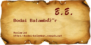Bodai Balambér névjegykártya